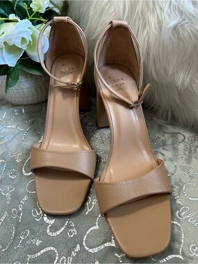 NEW a new day Nude/Tan Size 11 Block Heel Ankle Strap Sandals